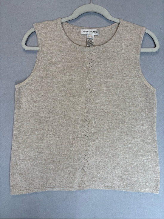 Evan Picone Sweaters - True Vintage Acrylic Chic Evan-Picone Quality Sleeveless Knit Tank Top in Beige